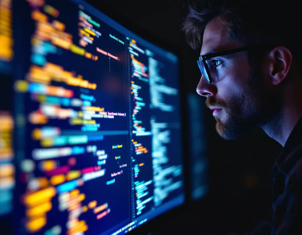 Inginer software verificând codul unui site înainte de lansare