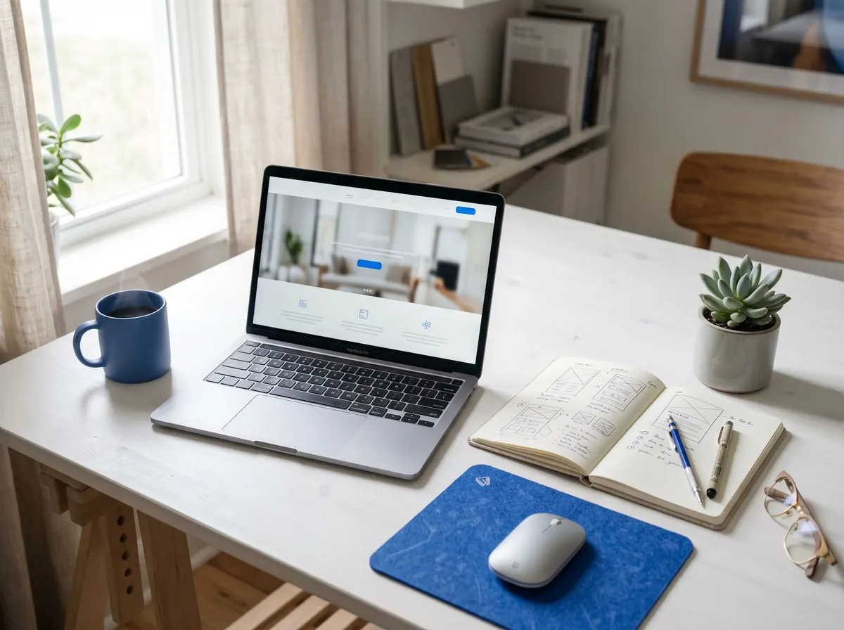 Site de prezentare modern afișat pe laptop și telefon